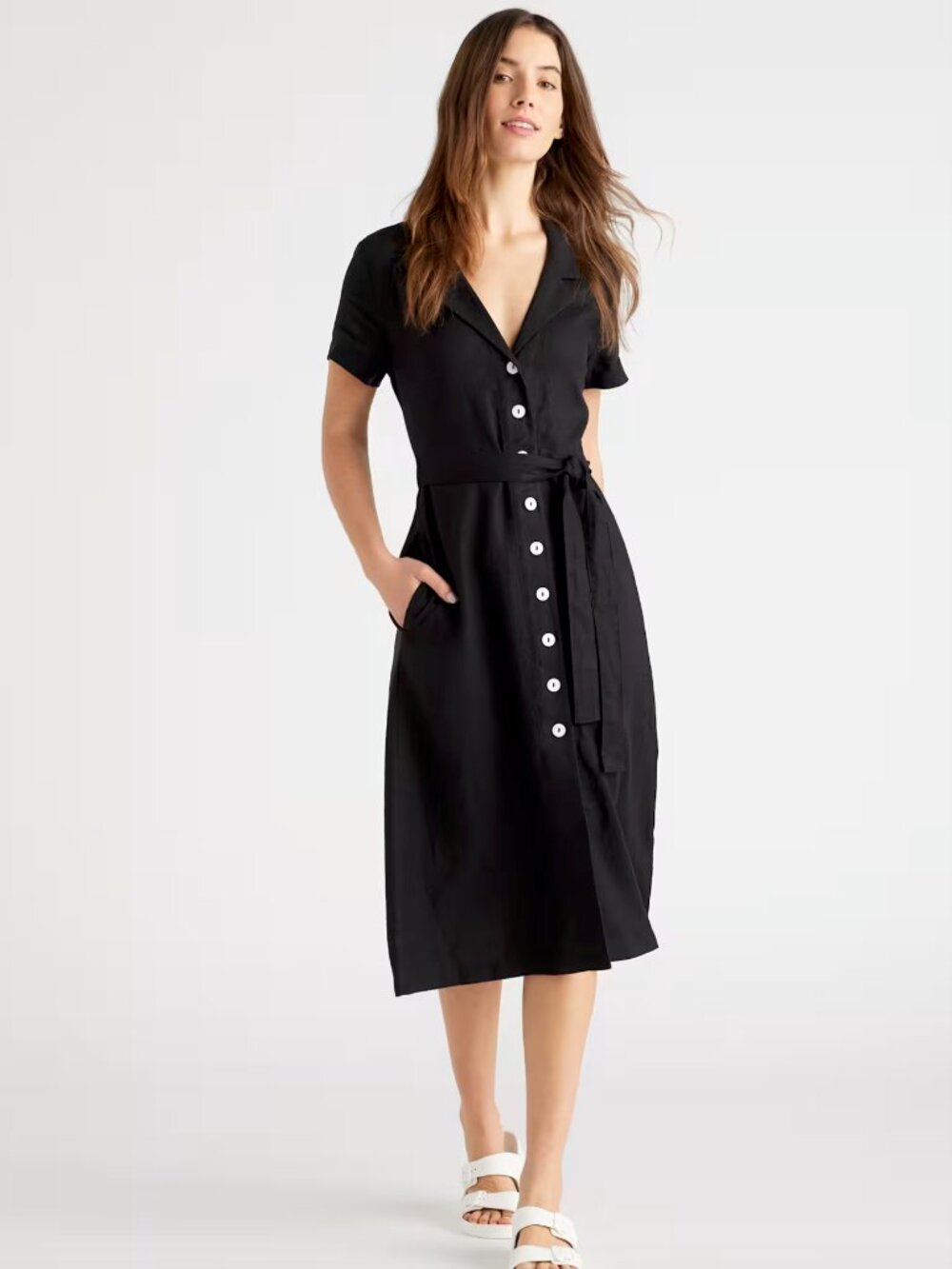 Quince 100% European Linen Button Front Dress
